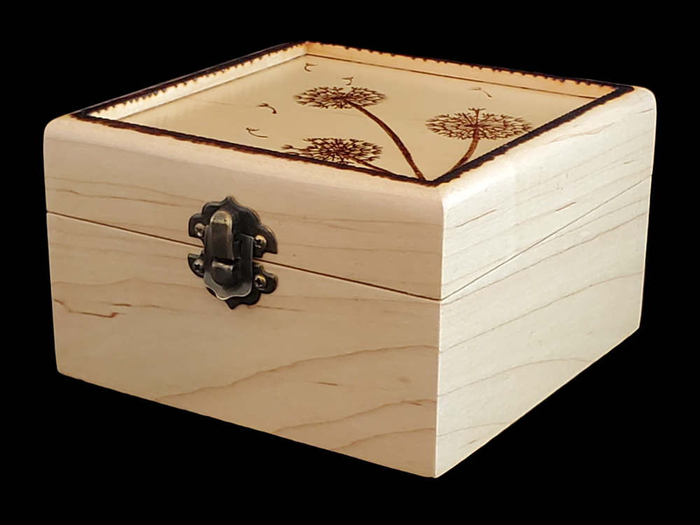 Dandelion Fluff Woodburned Maple Wood Jewelry Box, Keepsake Box, Memorial  Box — WillowSwitch Designs